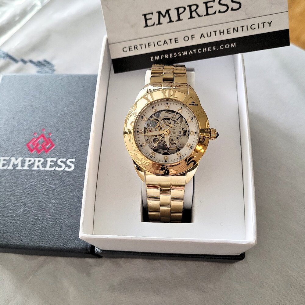 Empress Godiva Women's Jeweled Automatic Gold Watch
